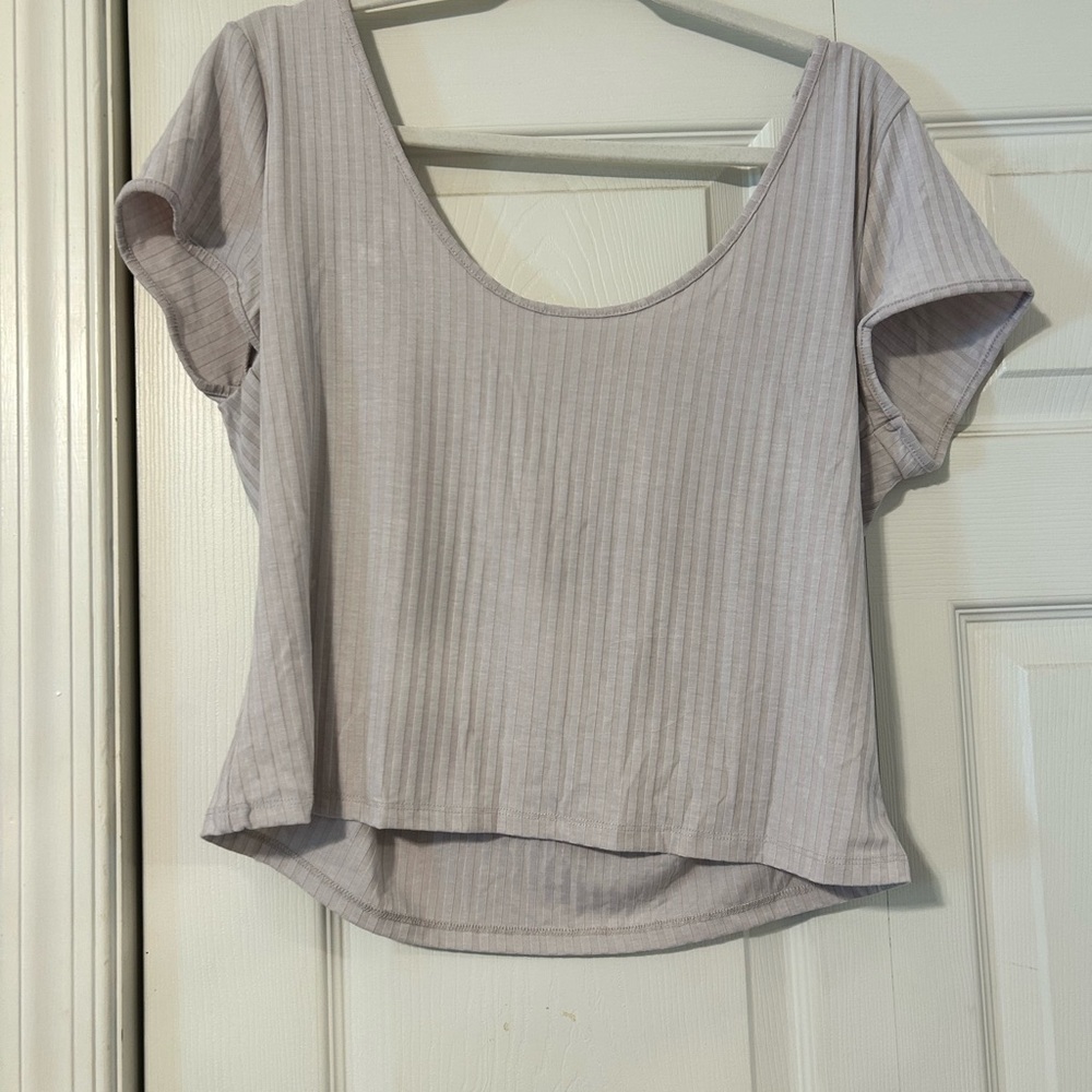 H&M Gray Ribbed Crop Top Blouse